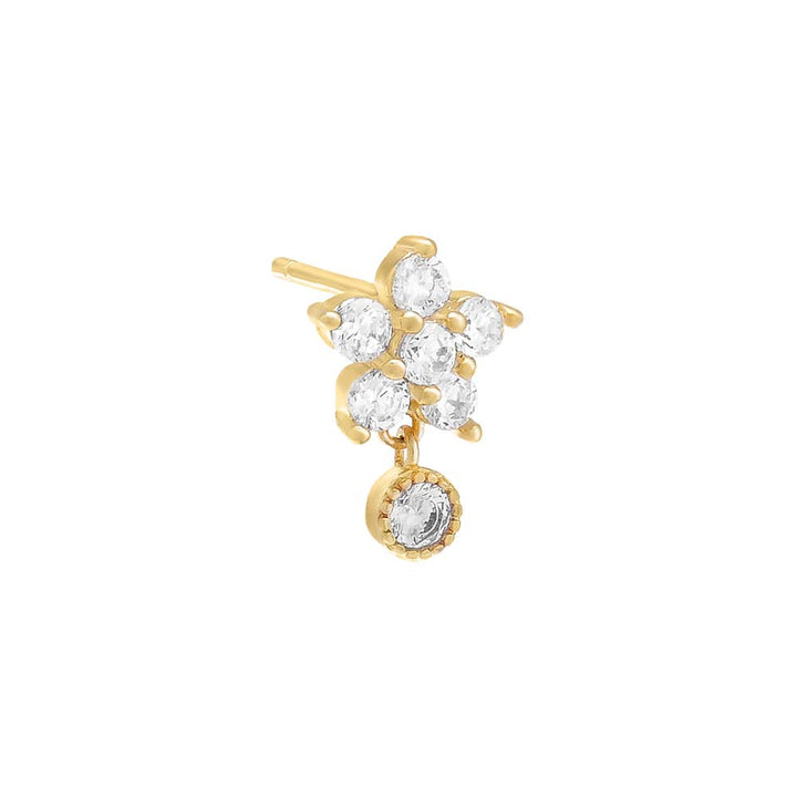 Gold / Single Colored Flower X Dangling Bezel Stud Earring - Adina Eden's Jewels