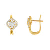 Gold CZ Flower X Beaded Hoop Earring - Adina Eden's Jewels
