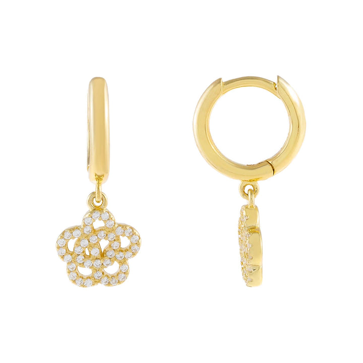 Gold CZ Rose Flower Huggie Earring - Adina Eden's Jewels