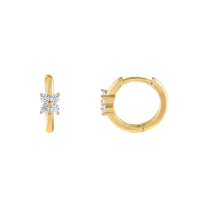 Gold CZ Mini Flower Cluster Huggie Earring - Adina Eden's Jewels