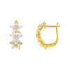 Gold CZ Crystal Triple Flower Huggie Earring - Adina Eden's Jewels