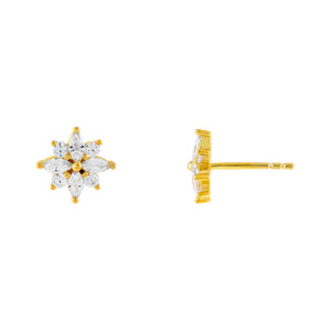  CZ Crystal Flower Stud Earring - Adina Eden's Jewels