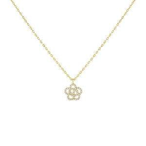 Gold CZ Rose Flower Necklace - Adina Eden's Jewels