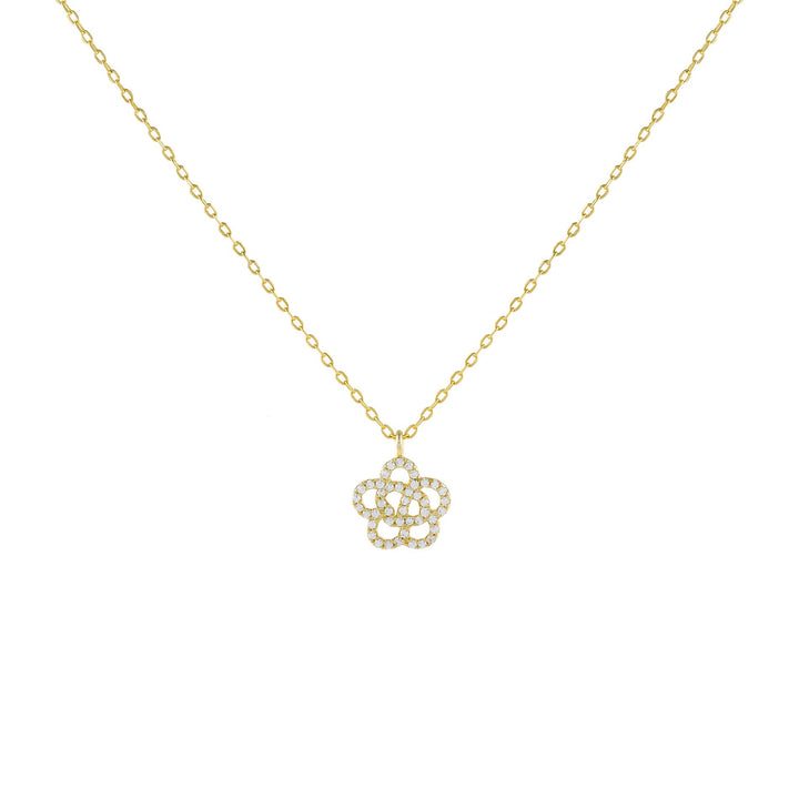 Gold CZ Rose Flower Necklace - Adina Eden's Jewels