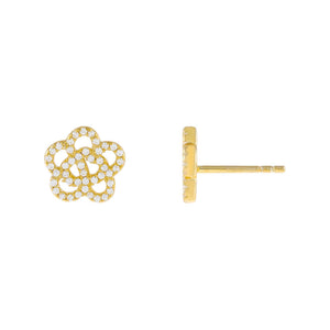 Gold CZ Rose Flower Stud Earring - Adina Eden's Jewels