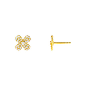 Gold Pavé Flower Stud Earring - Adina Eden's Jewels