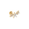 14K Gold / Single Diamond Triple Flower Threaded Stud Earring 14K - Adina Eden's Jewels