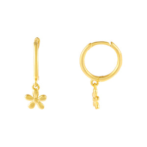 Gold Solid Flower Huggie Earring - Adina Eden's Jewels
