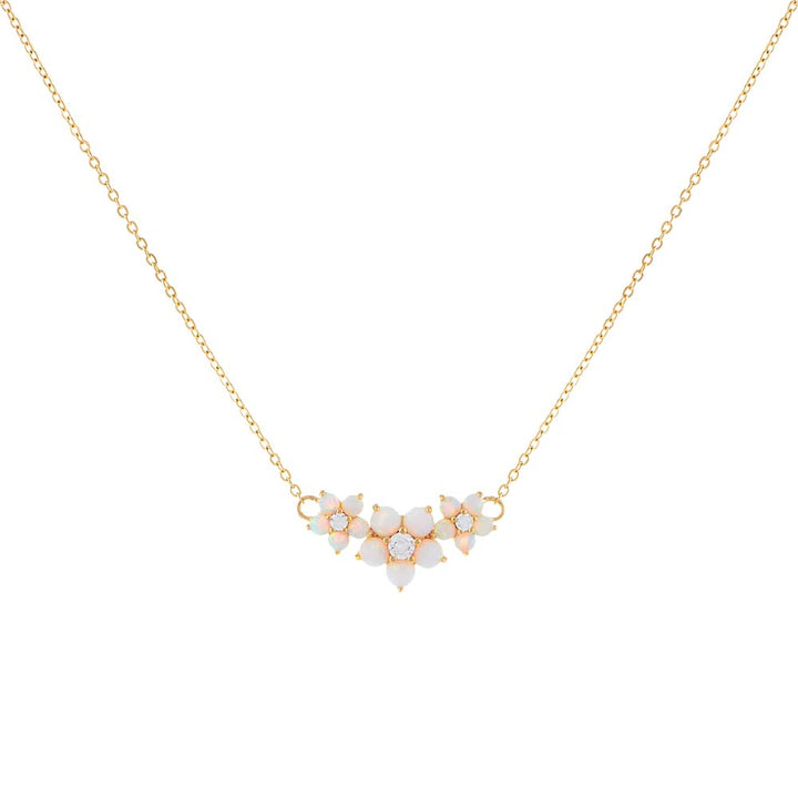 Gold Opal Flower Necklace - Adina Eden's Jewels