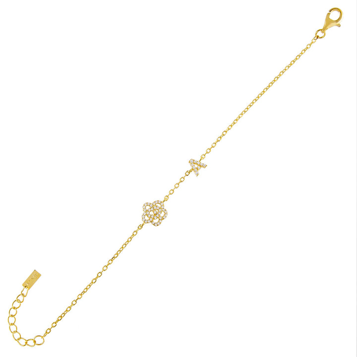 Gold / Q Pavé Rose Initial Bracelet - Adina Eden's Jewels