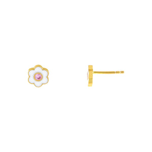 Sapphire Pink Enamel Pink Flower Stud Earring - Adina Eden's Jewels