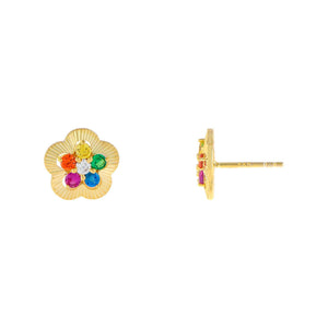 Multi-Color CZ Illusion Flower Stud Earring - Adina Eden's Jewels