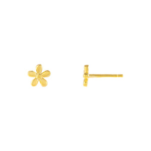 Gold Solid Flower Stud Earring - Adina Eden's Jewels