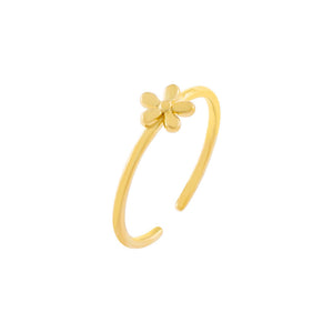 Gold Solid Flower Adjustable Ring - Adina Eden's Jewels
