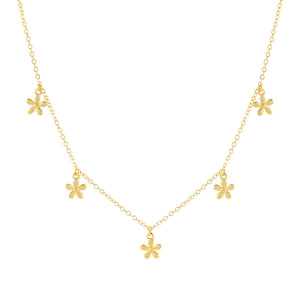 Gold Solid Multi Flower Necklace - Adina Eden's Jewels