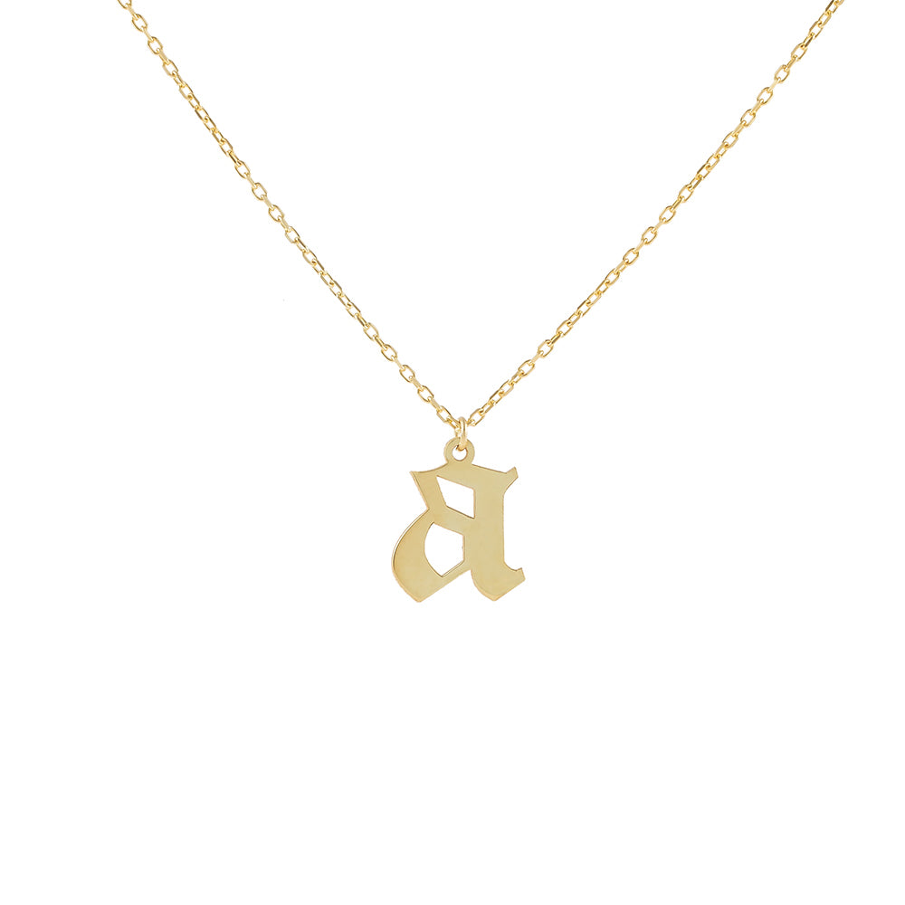 Gold / F Gothic Initial Necklace - Adina Eden's Jewels