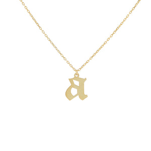 Gold / F Gothic Initial Necklace - Adina Eden's Jewels