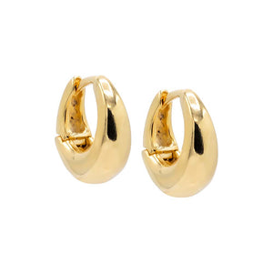 Gold / Pair Solid Chubby Graduated Huggie Earring - Adina Eden's Jewels