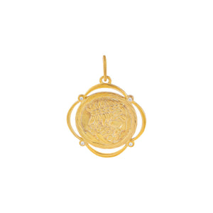 Gold CZ Greek Coin Charm - Adina Eden's Jewels