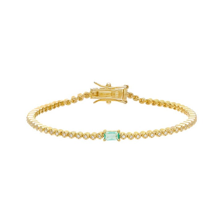 Light Green CZ Baguette Stone Tennis Bracelet - Adina Eden's Jewels