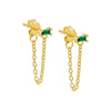 Emerald Green / Pair Colored Solitaire CZ Front Back Chain Stud Earring - Adina Eden's Jewels