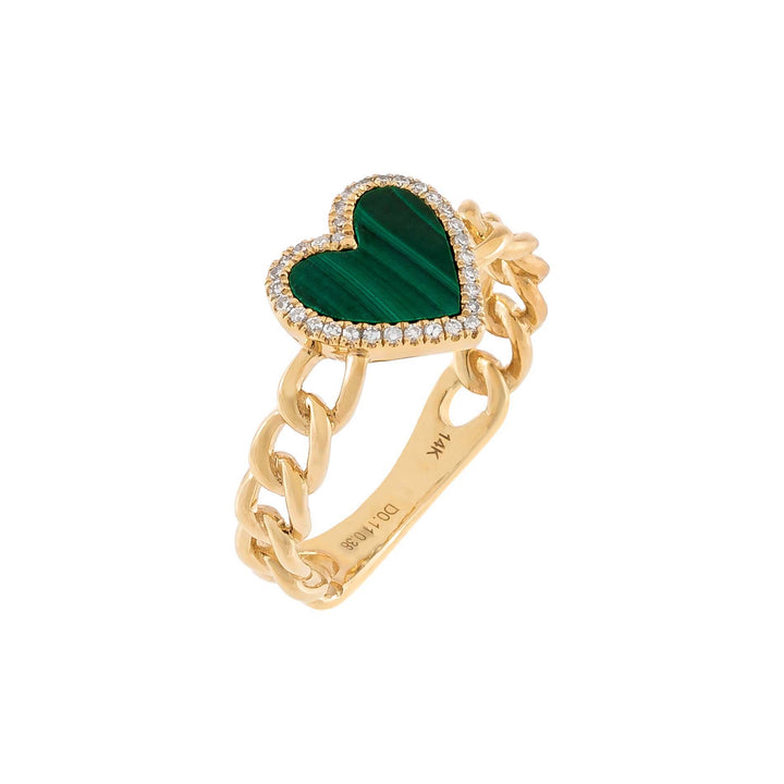 Emerald Green / 6 Diamond Emerald Heart Braided Ring 14K - Adina Eden's Jewels