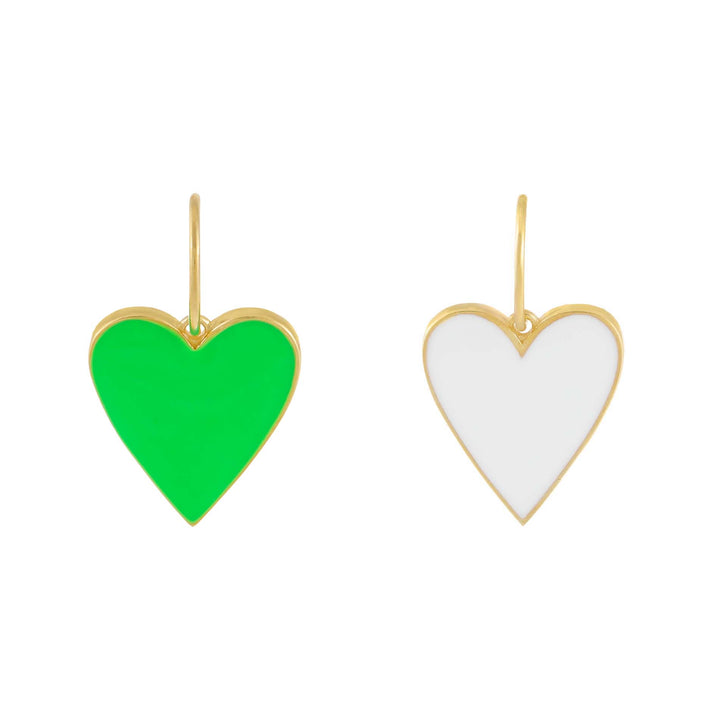 Lime Green Neon Enamel Double Sided Heart Charm - Adina Eden's Jewels
