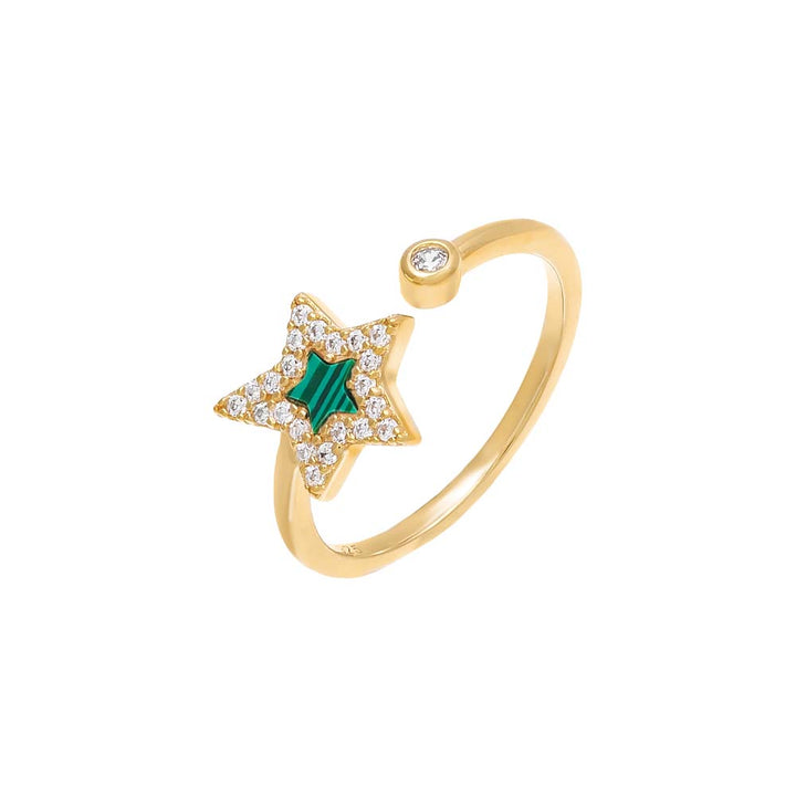 Emerald Green / 7 Pavé Open Star Stone Ring - Adina Eden's Jewels
