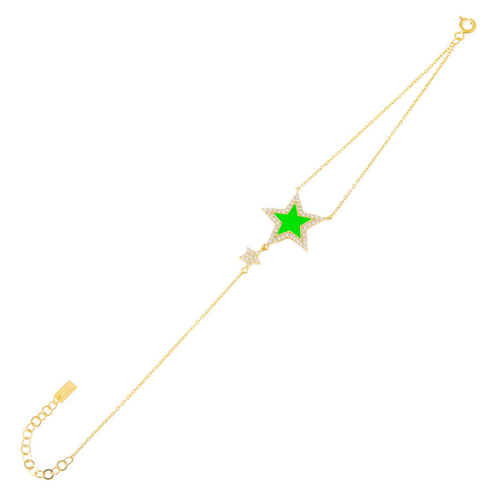 Neon Green CZ Neon Star Bracelet - Adina Eden's Jewels