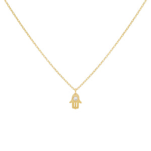 Gold Tiny CZ Hamsa Necklace - Adina Eden's Jewels