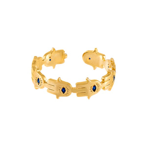 CZ Hamsa Adjustable Ring - Adina Eden's Jewels