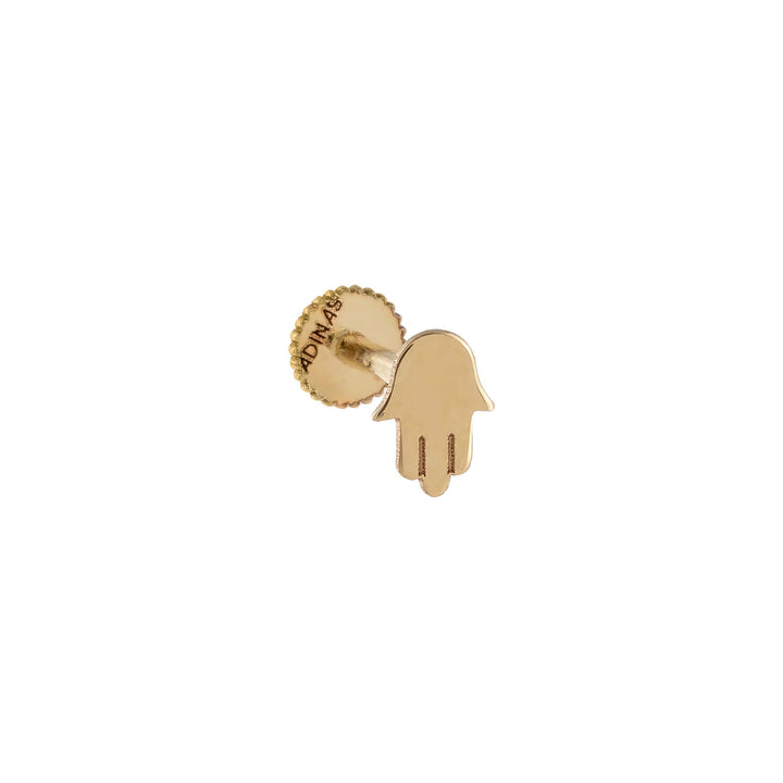 14K Gold / Single Solid Hamsa Threaded Stud Earring 14K - Adina Eden's Jewels