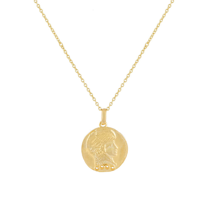 Gold CZ Vintage Coin Necklace - Adina Eden's Jewels
