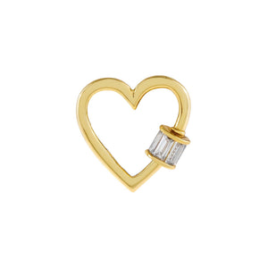 Gold Baguette Toggle Heart Necklace Charm - Adina Eden's Jewels