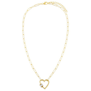  Baguette Heart Toggle Oval Link Necklace - Adina Eden's Jewels