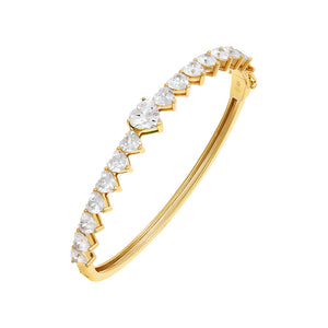 Gold Colored Heart Tennis Bangle - Adina Eden's Jewels