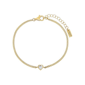 Gold / Heart Heart Bezel Cuban Bracelet - Adina Eden's Jewels