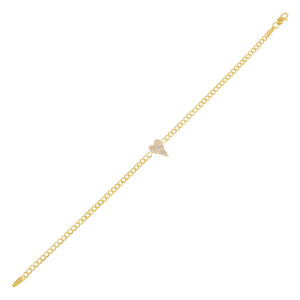 14K Gold Diamond Heart Cuban Bracelet 14K - Adina Eden's Jewels
