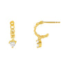 Gold CZ Heart Cuban Hoop Earring - Adina Eden's Jewels