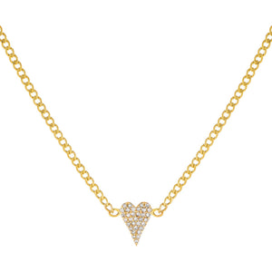 14K Gold Diamond Heart Cuban Necklace 14K - Adina Eden's Jewels