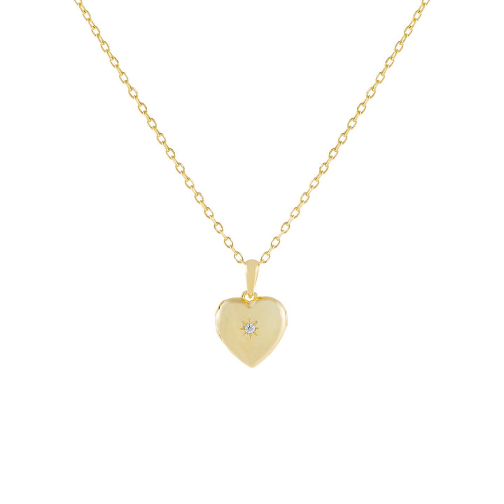 Gold CZ Heart Locket Necklace - Adina Eden's Jewels