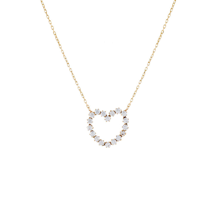 14K Gold CZ Open Heart Necklace 14K - Adina Eden's Jewels