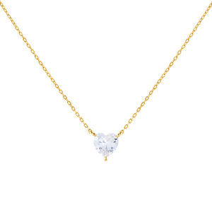 Gold CZ Heart Stone Necklace - Adina Eden's Jewels