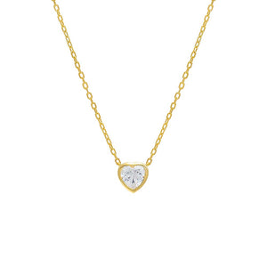 Gold / Heart Heart Bezel Necklace - Adina Eden's Jewels