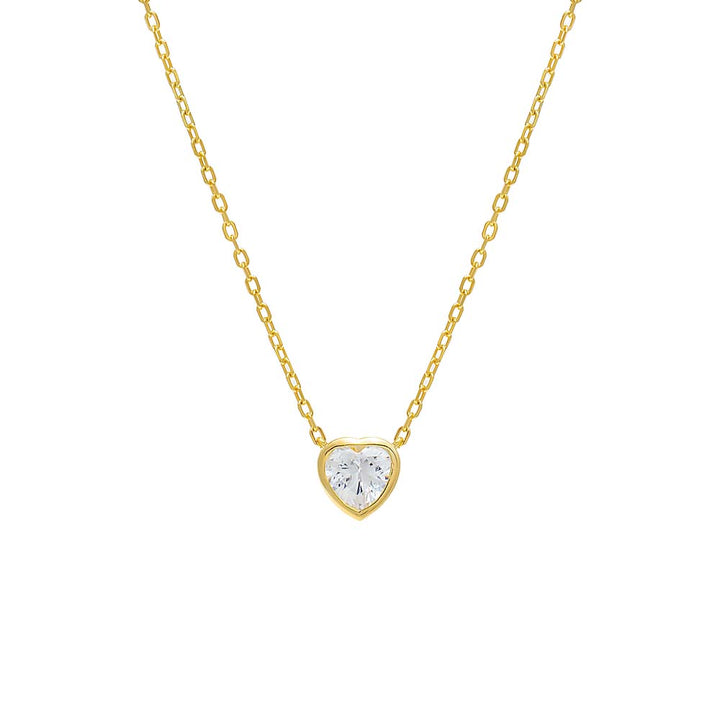 Gold / Heart Heart Bezel Necklace - Adina Eden's Jewels