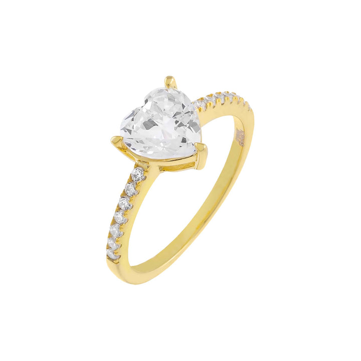 Gold / 7 Pavé Heart Stone Ring - Adina Eden's Jewels