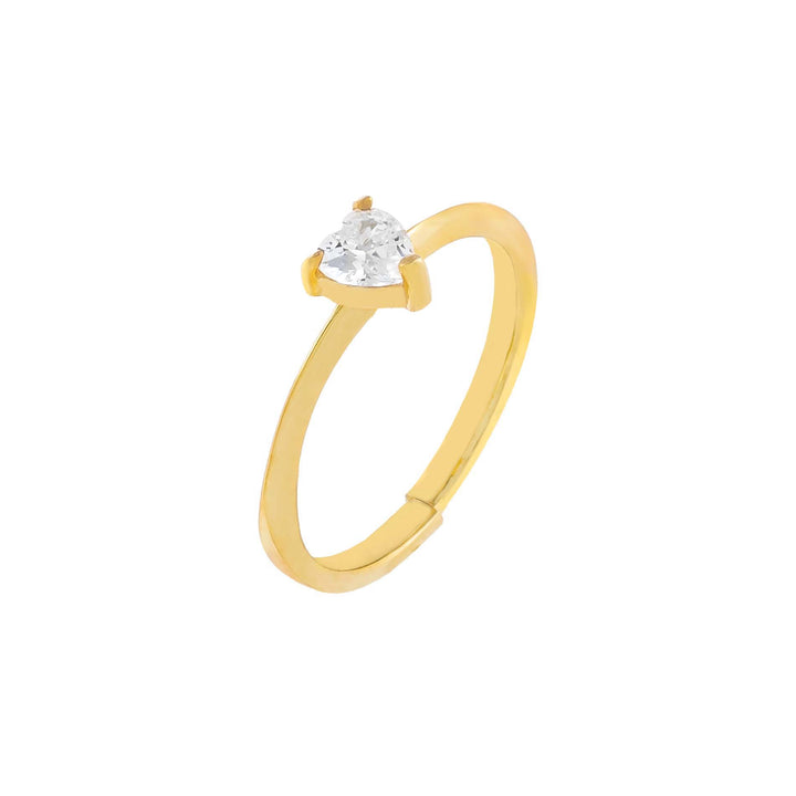 Gold CZ Mini Heart Stone Ring - Adina Eden's Jewels