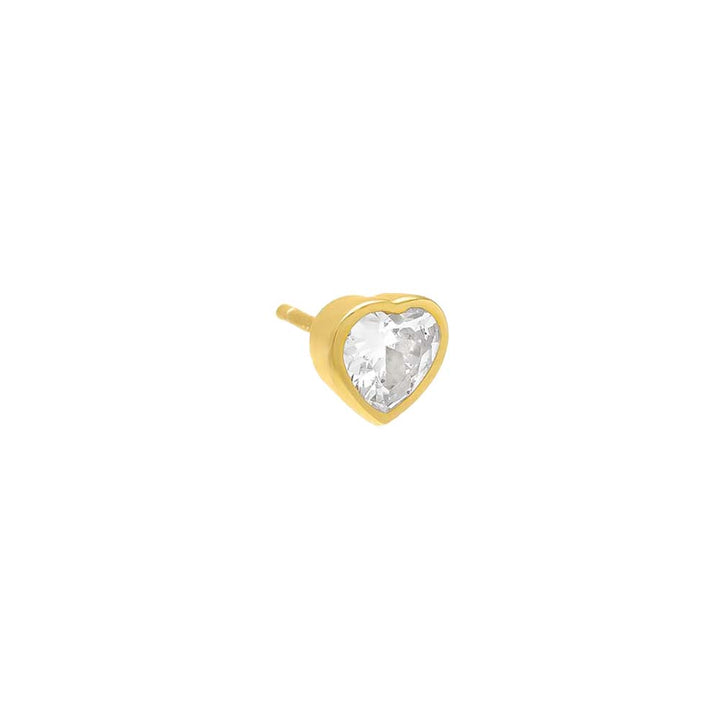 Gold / Single / 5MM Heart Bezel Solitaire Stud Earring - Adina Eden's Jewels