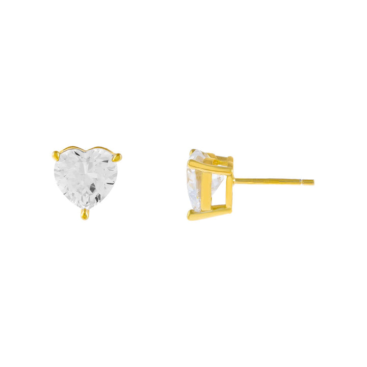 Gold CZ Heart Stone Stud Earring - Adina Eden's Jewels