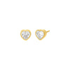 Gold / Pair / 4MM Heart Bezel Solitaire Stud Earring - Adina Eden's Jewels